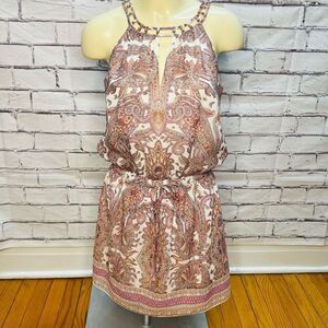 White House Black Market Womens Paisley Blouson Mini Dress Size XS